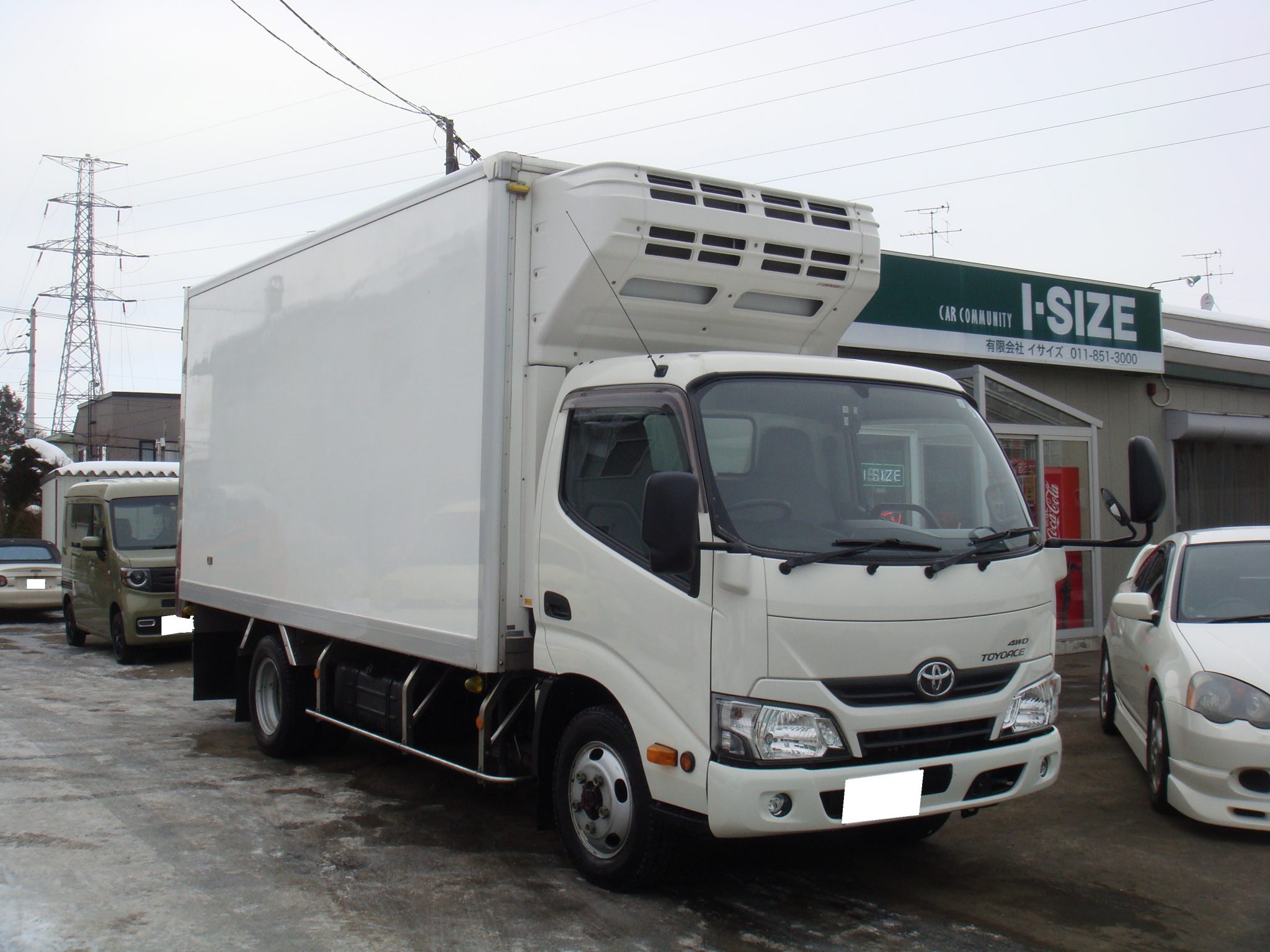 トヨエース,冷蔵冷凍車,4WD,XZU695,5F,間仕切り2つ折れ,2段ベルト,ラッシングレール2段,